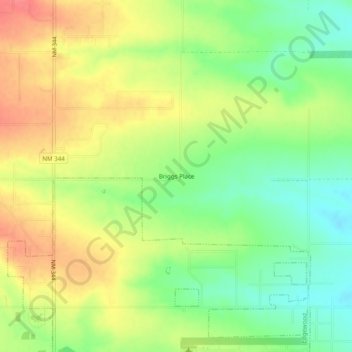 Mapa topográfico Briggs Place, altitud, relieve