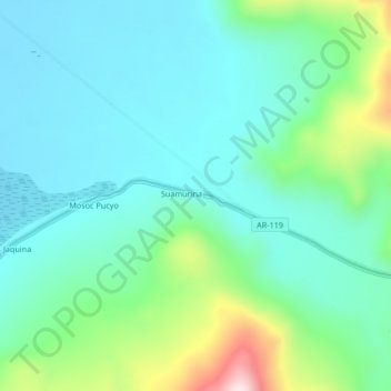 Mapa topográfico Lojen, altitud, relieve