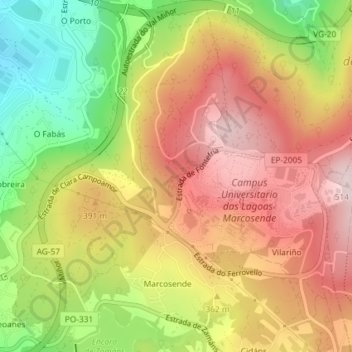 Mapa topográfico Costales, altitud, relieve