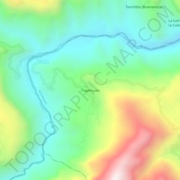 Mapa topográfico Tlapehuala, altitud, relieve