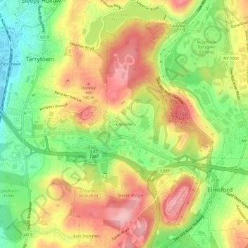 Mapa topográfico Glenville, altitud, relieve
