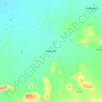 Mapa topográfico Haouich, altitud, relieve