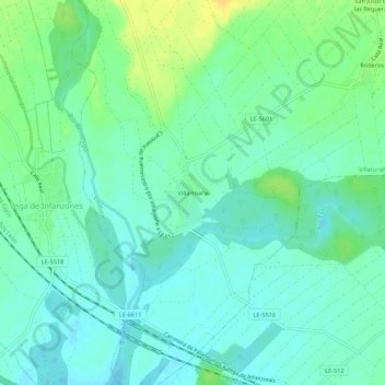 Mapa topográfico Villarroañe, altitud, relieve