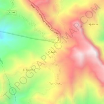 Mapa topográfico El Rollo, altitud, relieve
