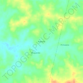 Mapa topográfico Pretinho, altitud, relieve