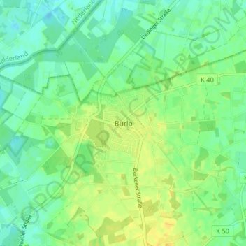 Mapa topográfico Burlo, altitud, relieve