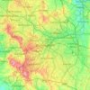 Mapa topográfico Birmingham, altitud, relieve