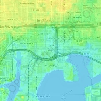 Mapa topográfico Albion, altitud, relieve