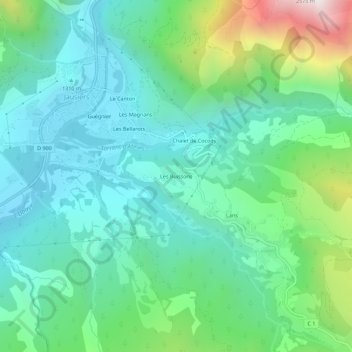 Mapa topográfico Les Buissons, altitud, relieve