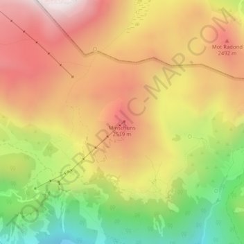 Mapa topográfico Minschuns, altitud, relieve