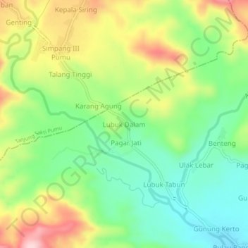 Mapa topográfico Lubuk Dalam, altitud, relieve