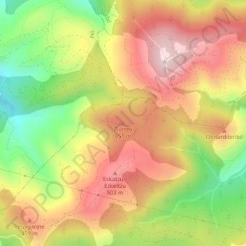 Mapa topográfico Ziortza, altitud, relieve
