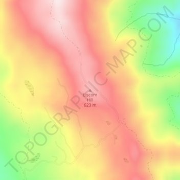 Mapa topográfico Liscom Hill, altitud, relieve