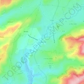 Mapa topográfico Les Sabatiers, altitud, relieve