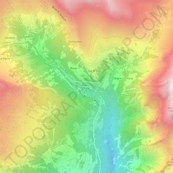 Mapa topográfico Tsandra d'en Haut, altitud, relieve