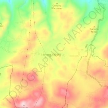 Mapa topográfico Randukuning, altitud, relieve