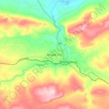 Mapa topográfico Mogale City, altitud, relieve