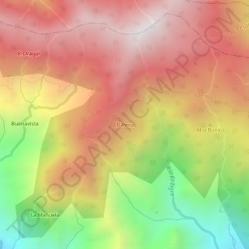 Mapa topográfico El Peru, altitud, relieve
