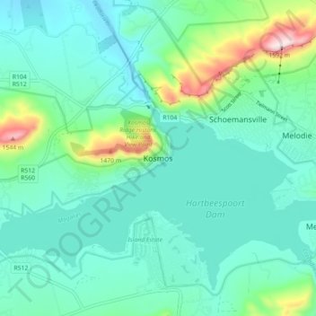 Mapa topográfico Kosmos, altitud, relieve