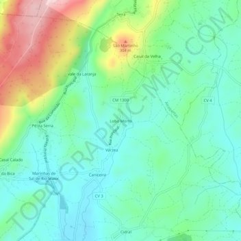 Mapa topográfico Lobo Morto, altitud, relieve