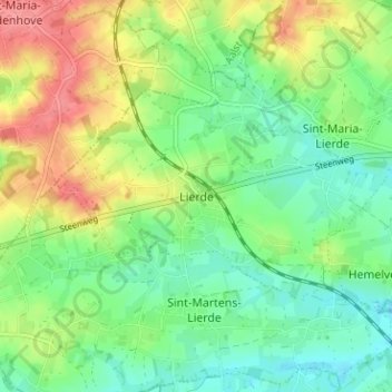 Mapa topográfico Lierde, altitud, relieve