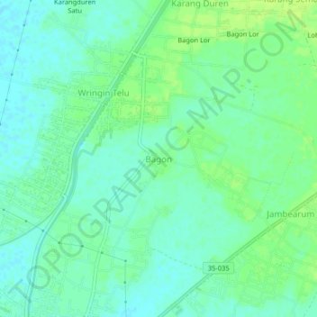 Mapa topográfico Bagon, altitud, relieve