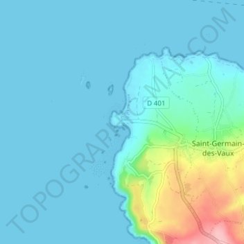 Mapa topográfico Goury, altitud, relieve