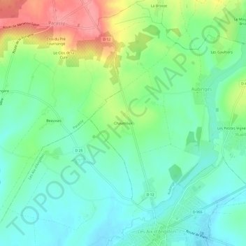 Mapa topográfico Chaumoux, altitud, relieve