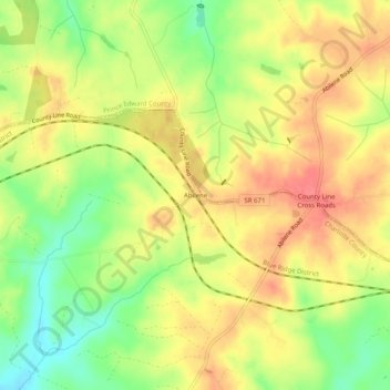 Mapa topográfico Abilene, altitud, relieve