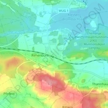 Mapa topográfico Langlau, altitud, relieve
