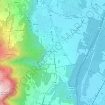 Mapa topográfico Servette, altitud, relieve
