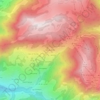 Mapa topográfico Plan du Mont, altitud, relieve