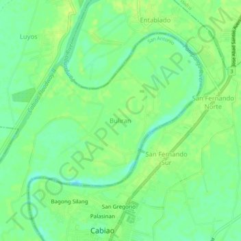 Mapa topográfico Buliran, altitud, relieve