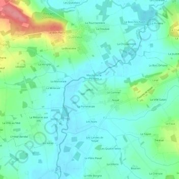 Mapa topográfico Lehos, altitud, relieve