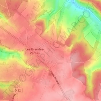 Mapa topográfico Champ des Ventes, altitud, relieve
