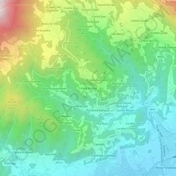 Mapa topográfico Contrà Nogare, altitud, relieve