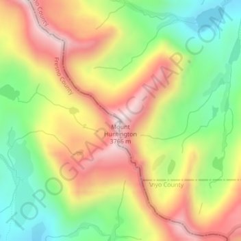 Mapa topográfico Mount Huntington, altitud, relieve
