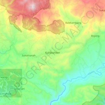 Mapa topográfico Kalibunder, altitud, relieve