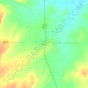 Mapa topográfico Cherokee, altitud, relieve