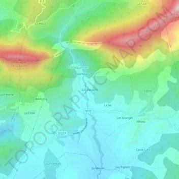 Mapa topográfico La Charagne, altitud, relieve