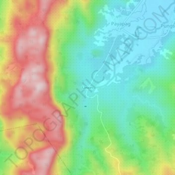 Mapa topográfico Union, altitud, relieve