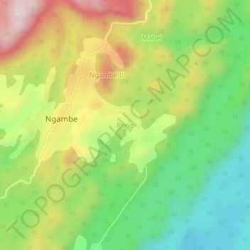 Mapa topográfico Pong, altitud, relieve