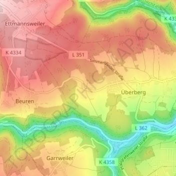 Mapa topográfico Lengenloch, altitud, relieve