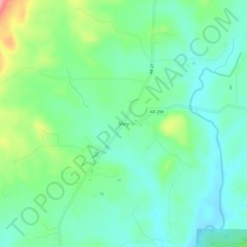 Mapa topográfico Story, altitud, relieve