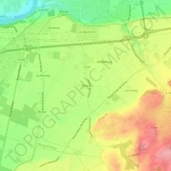 Mapa topográfico Tépier, altitud, relieve
