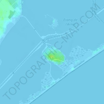 Mapa topográfico Maguelone, altitud, relieve
