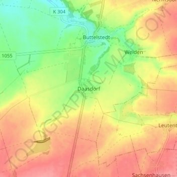 Mapa topográfico Daasdorf, altitud, relieve