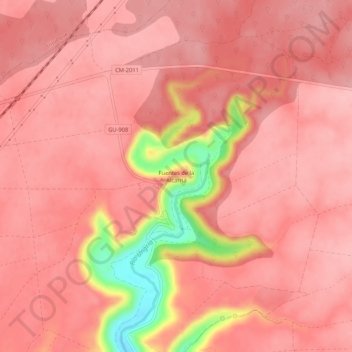 Mapa topográfico Fuentes de la Alcarria, altitud, relieve