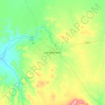 Mapa topográfico Loeriesfontein, altitud, relieve
