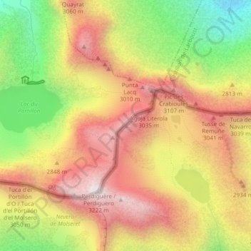 Mapa topográfico Pointe de Literole, altitud, relieve